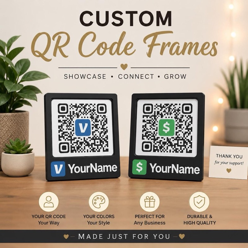 Custom QR Code Stand, Payment, Tip, Social Media Display, Business Vendor Frame image