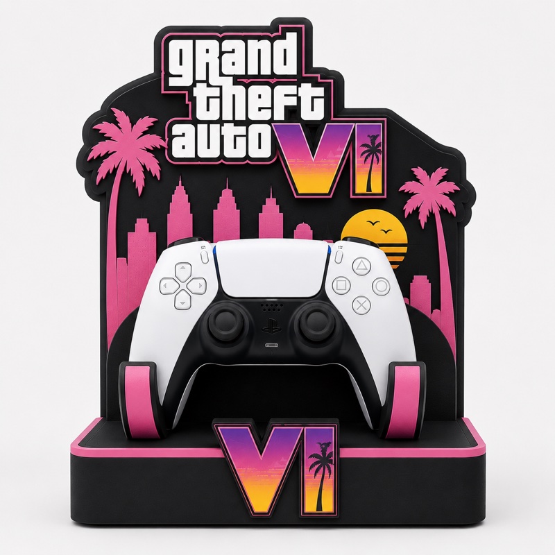 Fanmade GTA VI Controller Holder 3D printed controller stand image