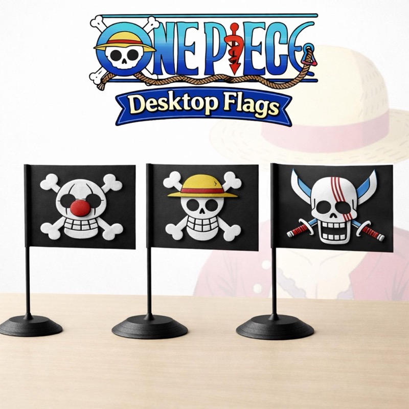 One Piece Desktop Flag | Jolly Roger Pirate Crew Desk Design | Anime Decor Collectible image