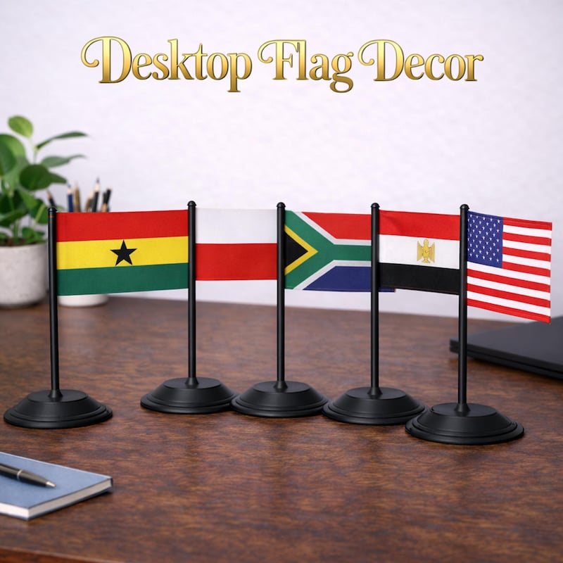 Custom country desktop flag, personalized 3D printed desk flag by Printerade