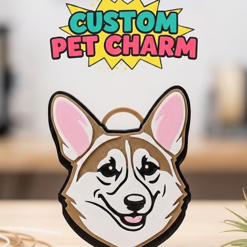 Custom pet photo charm, personalized dog and cat pendant by Printerade