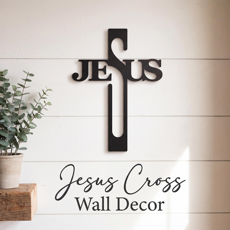 Jesus cross modern faith wall art decor by Printerade