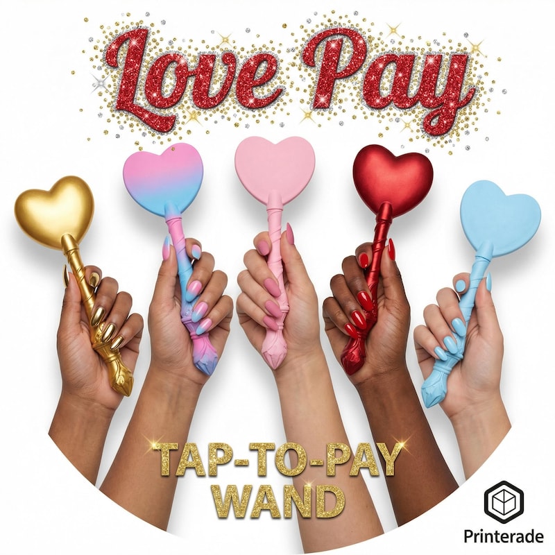 Tap-to-Pay Love Wand credit and debit card holder by Printerade