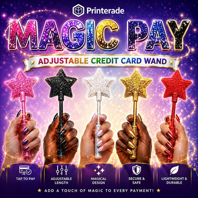 Magic Pay adjustable 3D printed tap-to-pay credit card wand by Printerade