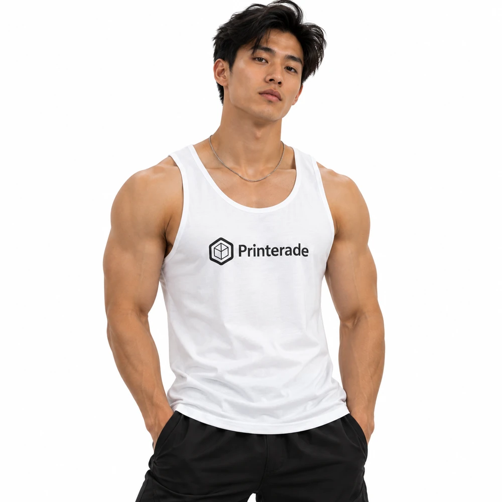Printerade tank top in white
