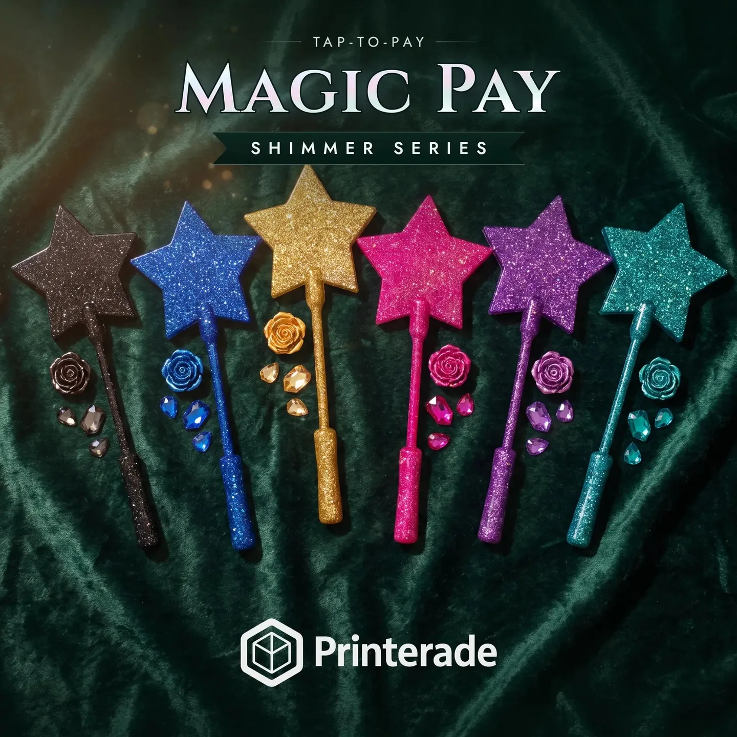 Magic Pay Shimmer Wands in six sparkling colors